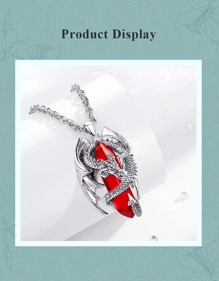 Eudora Dragon Twining Hexagonal Natural Carnelian Prismatic Necklace Punk Healing Stone Pendant Fine Jewelry for Women Man Gift