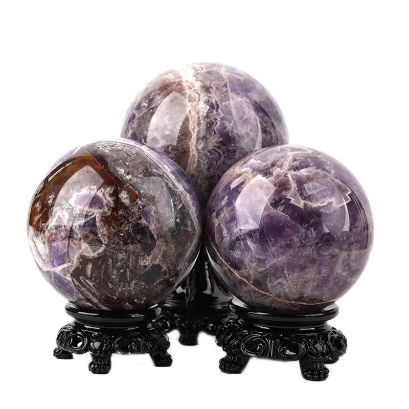 Natural Quartz Purple Crystal Stone Balls, Dream Amethyst Sphere, Energy Healing Ornaments, 5-8cm, 1Pc