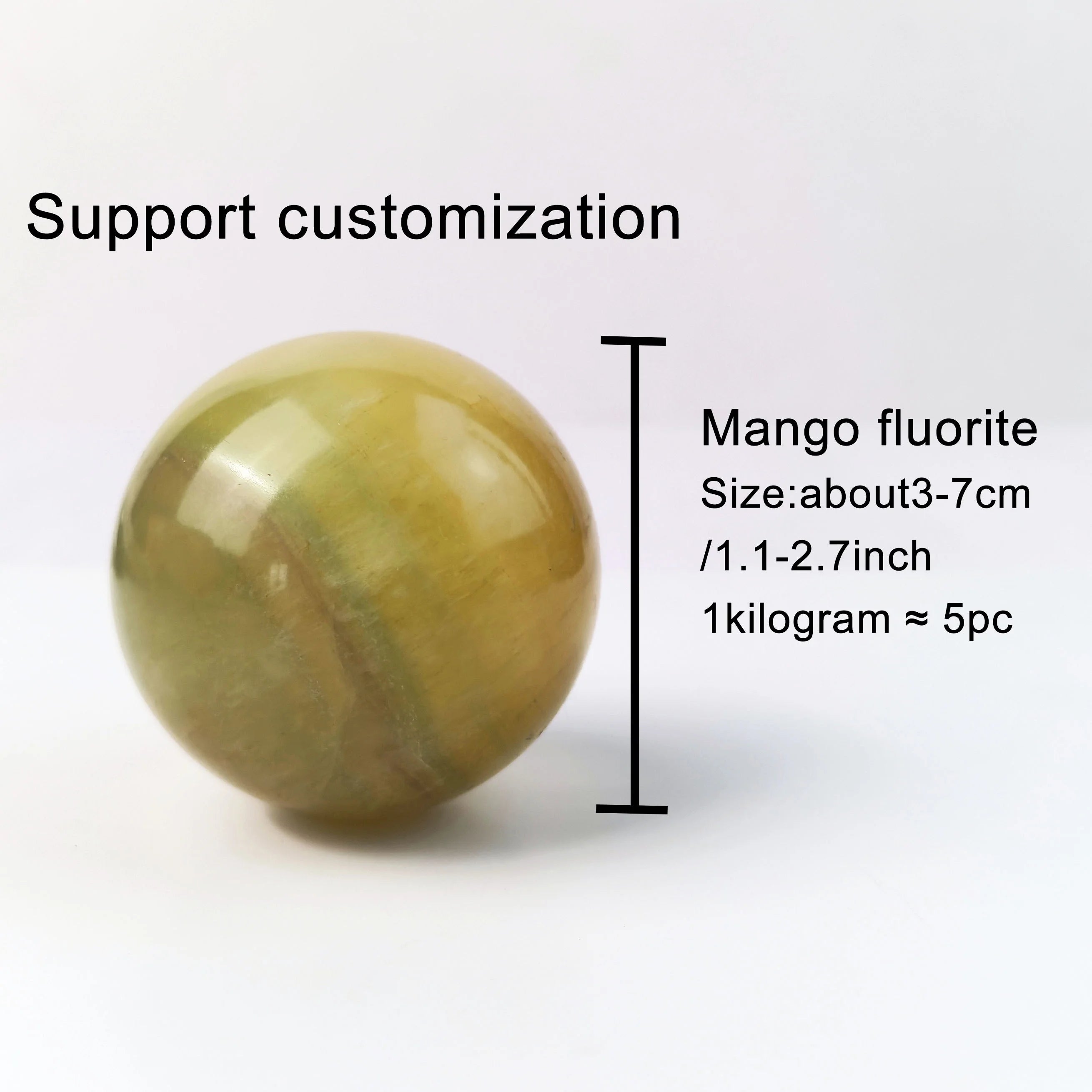 Hot Selling Natural Stone Crystal Healing Polished Gemstone Mango Fluorite Spheres for Meditation