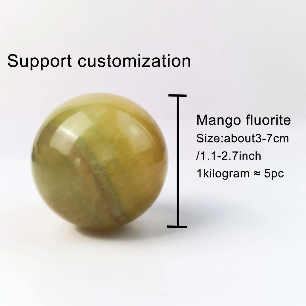 Hot Selling Natural Stone Crystal Healing Polished Gemstone Mango Fluorite Spheres for Meditation