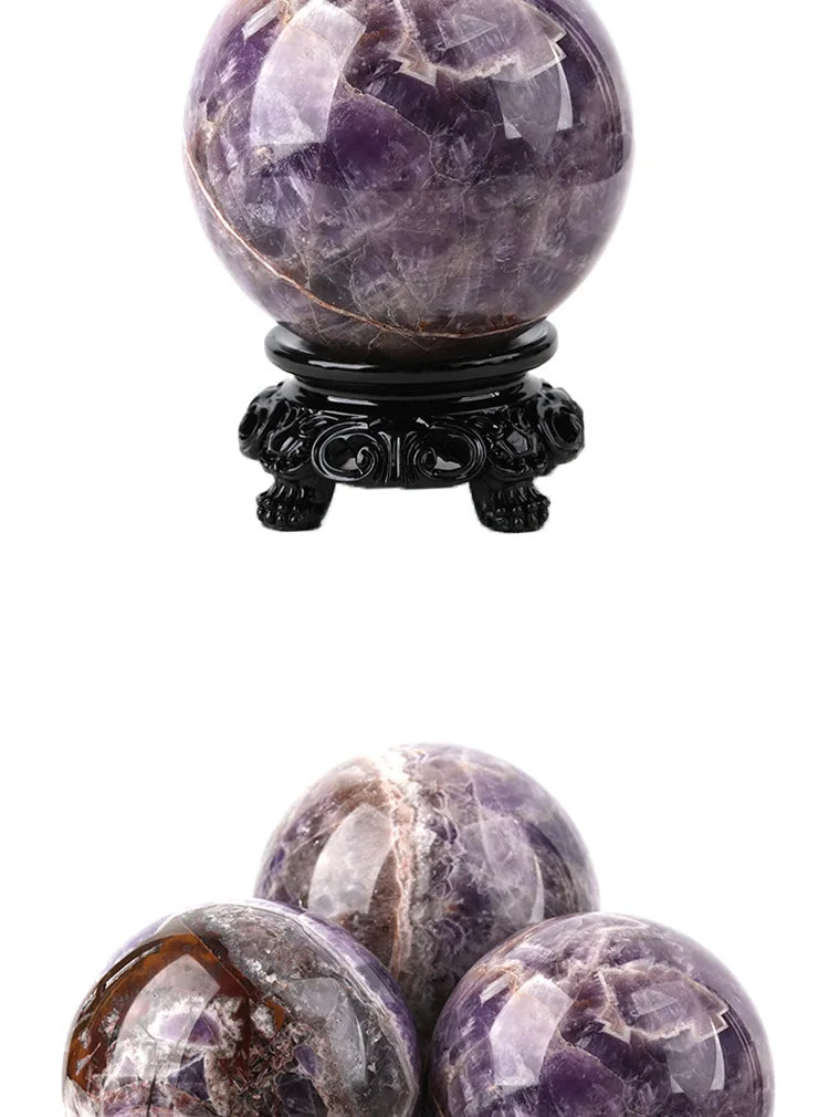Natural Quartz Purple Crystal Stone Balls, Dream Amethyst Sphere, Energy Healing Ornaments, 5-8cm, 1Pc