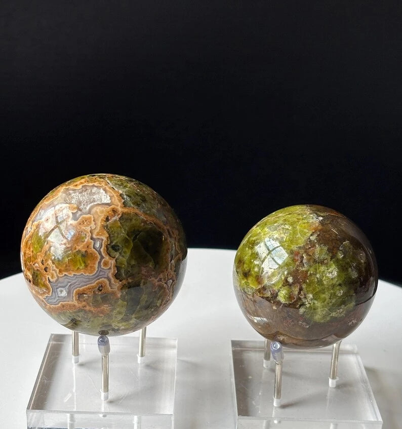 Green Natural Olive Opal Crystal Ball Handcrafted Sphere for Home Decor and Gifts for Interior Design