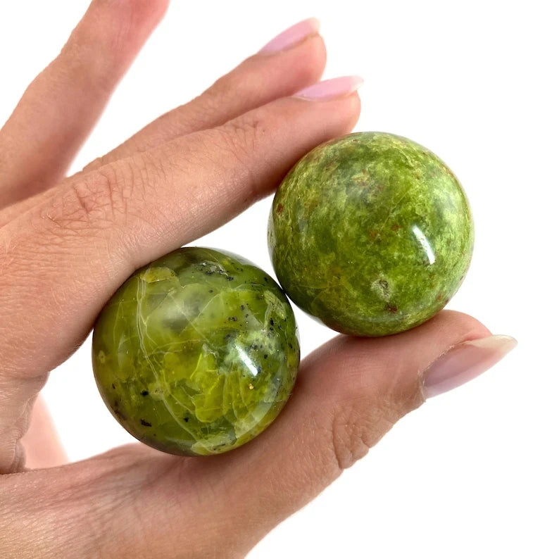 Green Natural Olive Opal Crystal Ball Handcrafted Sphere for Home Decor and Gifts for Interior Design