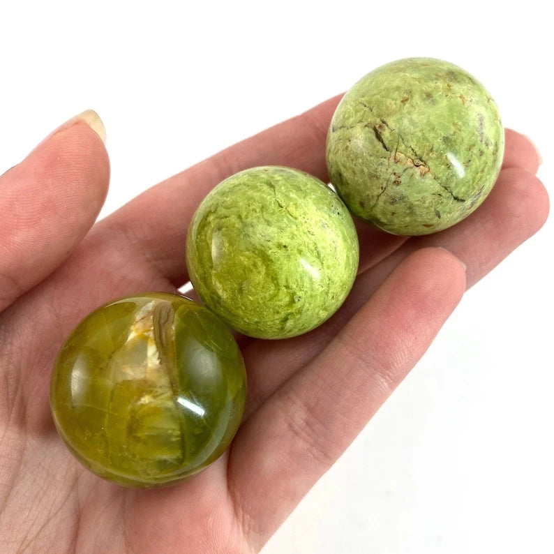 Green Natural Olive Opal Crystal Ball Handcrafted Sphere for Home Decor and Gifts for Interior Design
