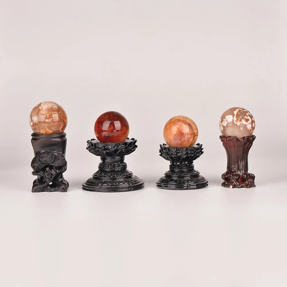 Spin Lotus Resin Display Stand for Crystal Spheres, Lights Holder for Balls, Home Ornament Crafts, Home Decor