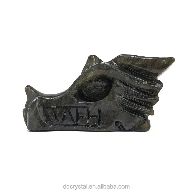 High Quality Carved Crystal Labradorite Dragon Skulls Very Flash Large Size Labradorite Dragon Head for Decoration