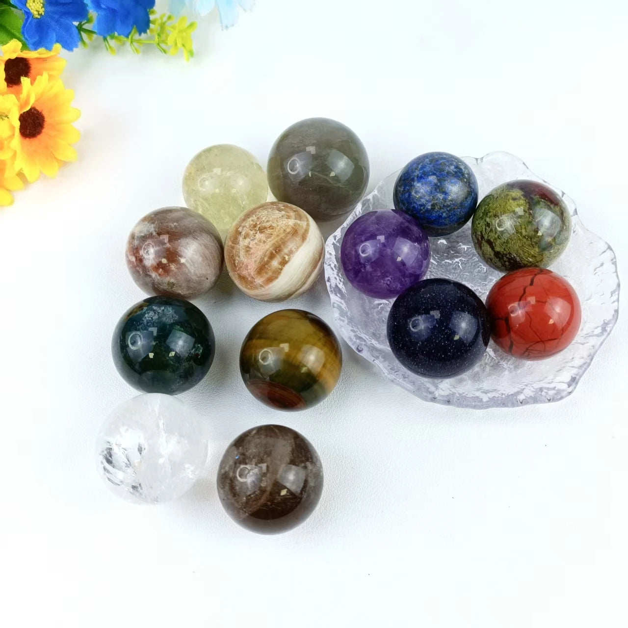 Factory Price High Quality Stone Natural Energy Mixed Material Sphere for Meditation or Spiritual Healing