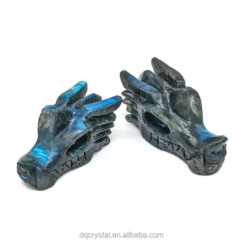 High Quality Carved Crystal Labradorite Dragon Skulls Very Flash Large Size Labradorite Dragon Head for Decoration