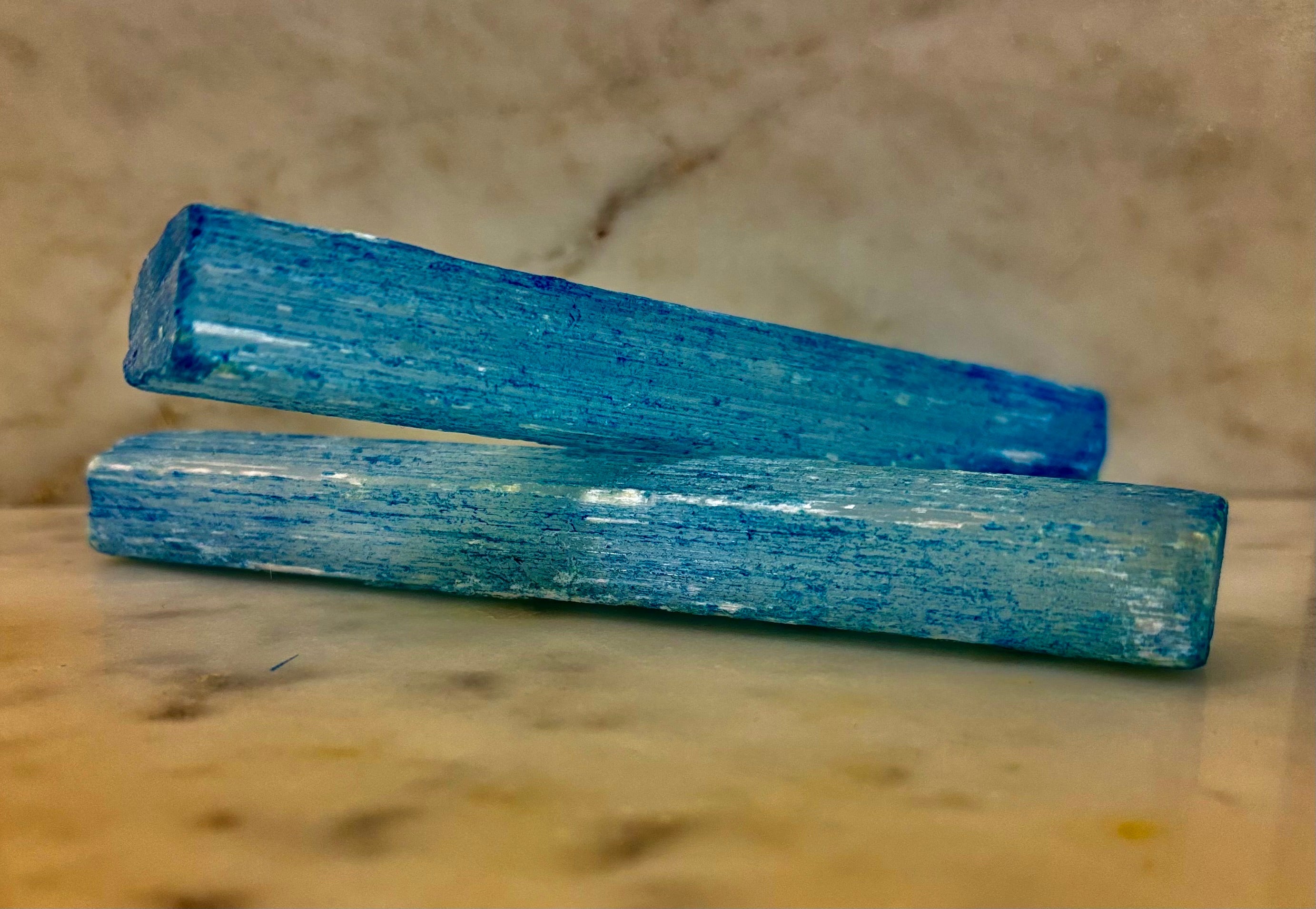 Blue Selenite Charging Stick (6”) – Dyed Raw Crystal Wand for Energy Cleansing, Protection & Spiritual Clarity