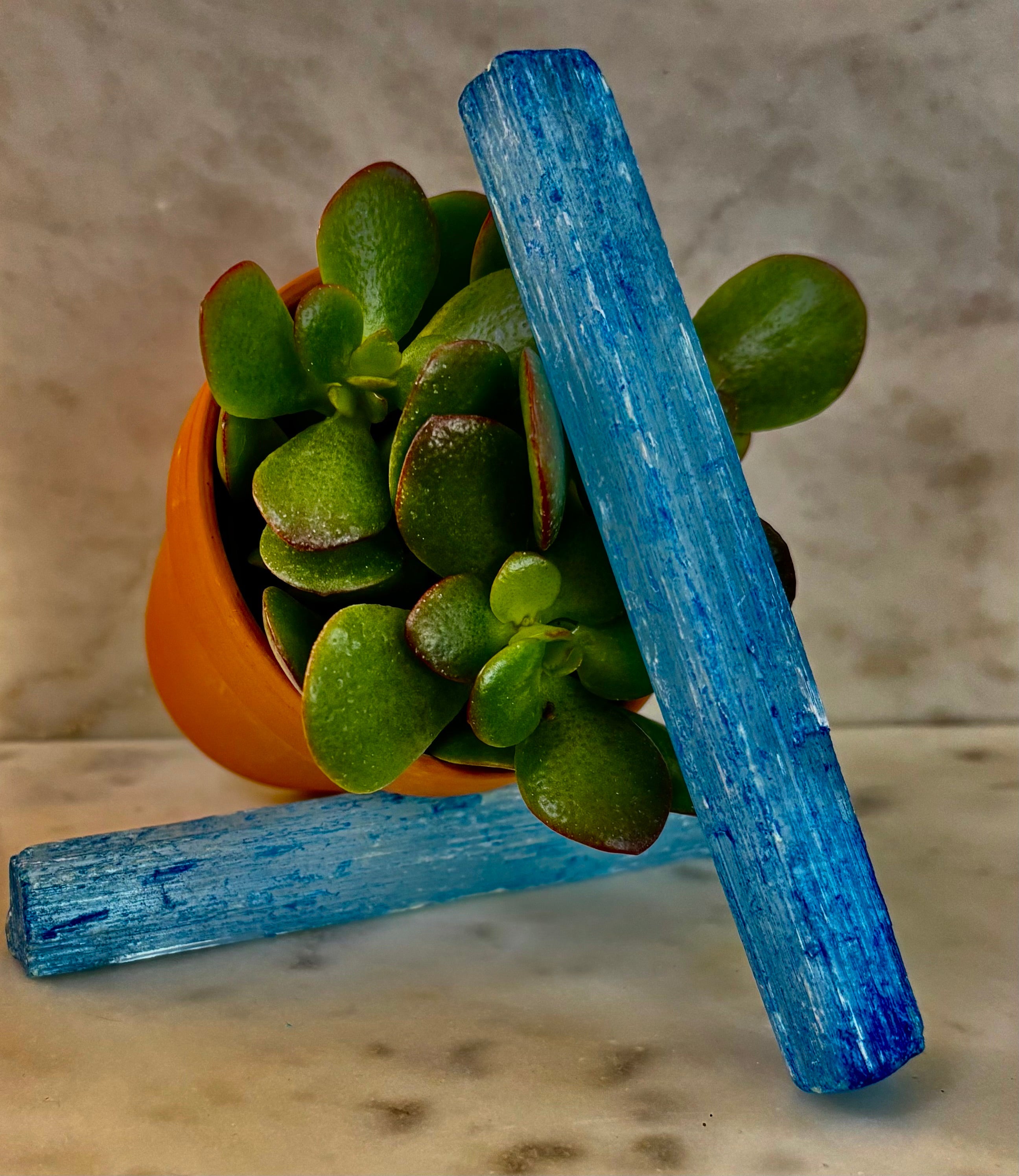 Blue Selenite Charging Stick (6”) – Dyed Raw Crystal Wand for Energy Cleansing, Protection & Spiritual Clarity