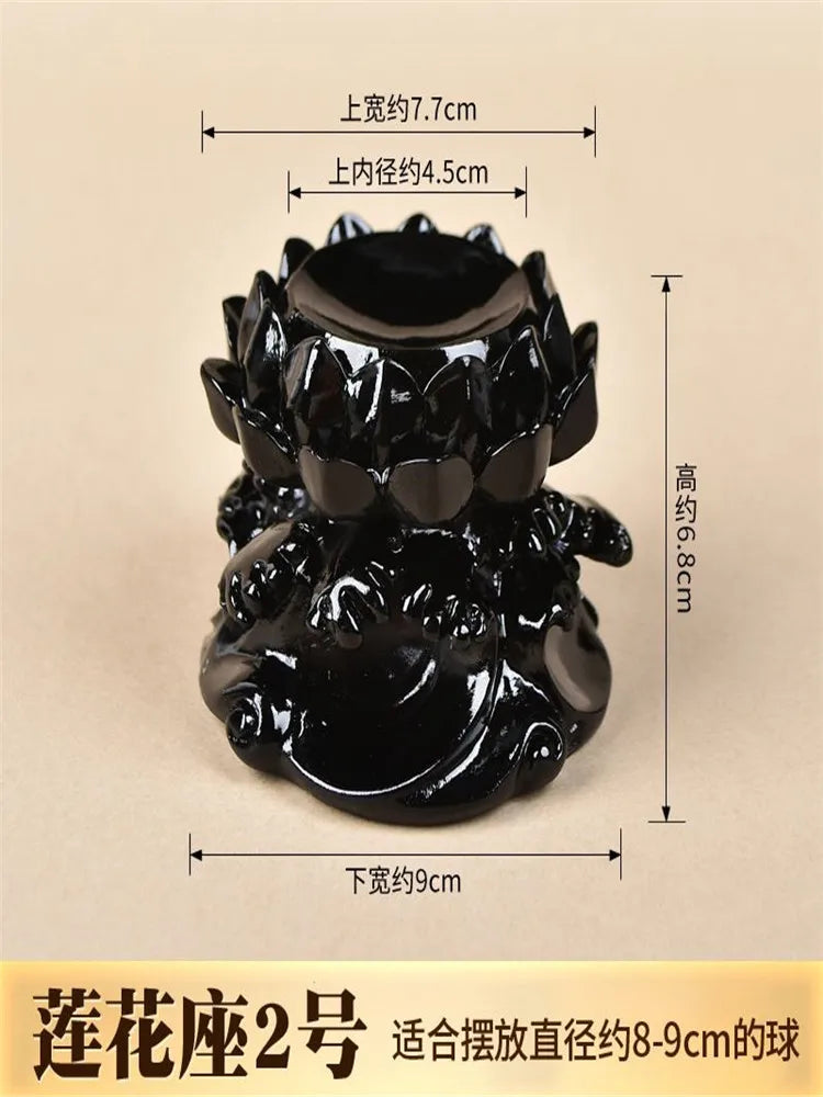 Natural crystal lotus jade resin ball support base display stand