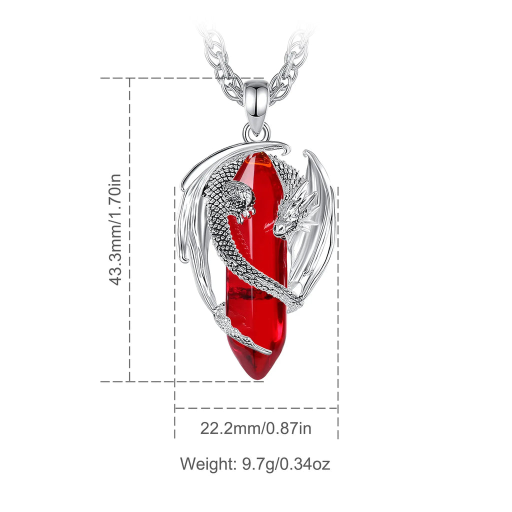 Eudora Dragon Twining Hexagonal Natural Carnelian Prismatic Necklace Punk Healing Stone Pendant Fine Jewelry for Women Man Gift