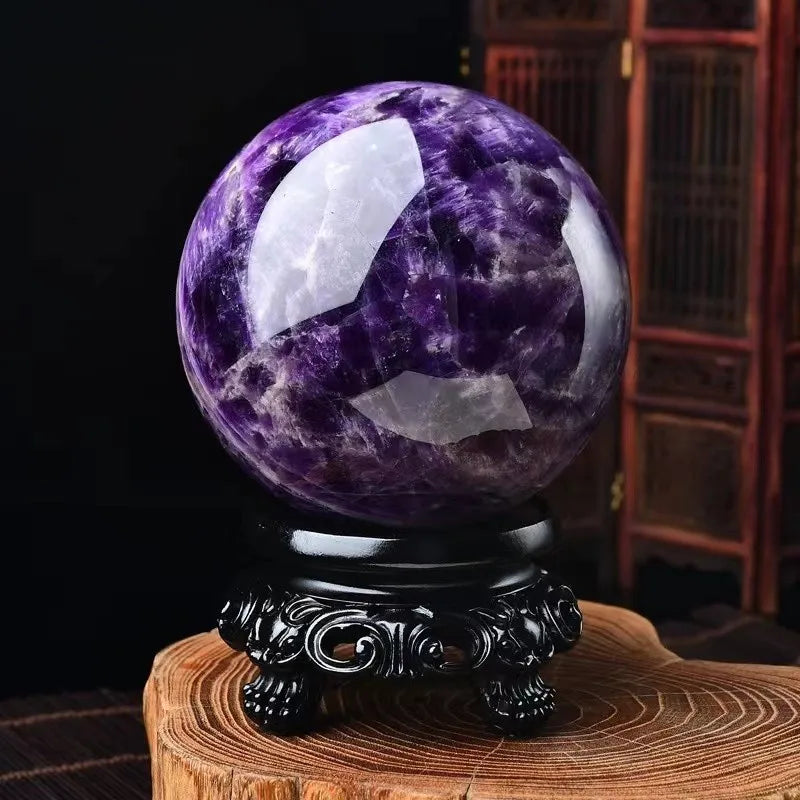 1PC Natural Dream Amethyst Ball Polished Massage Sphere Ball Reiki Healing Room Decor Crystal Crafts Stone Globe Souvenirs