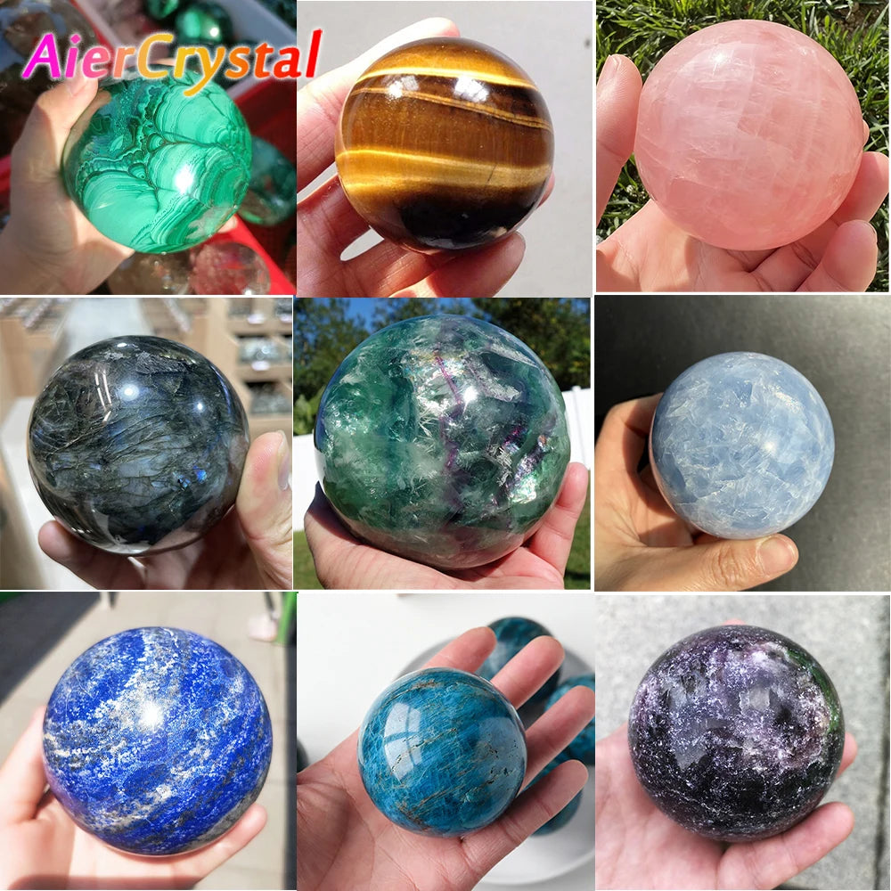 1.57-2.76-inch Natural Crystal Ball Tiger Eye Amethyst Powder Crystal Polished Stone Ball Reiki Healing Divination Gift