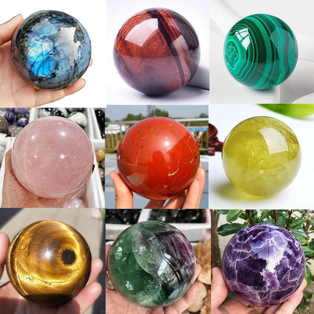 1.57-2.76-inch Natural Crystal Ball Tiger Eye Amethyst Powder Crystal Polished Stone Ball Reiki Healing Divination Gift