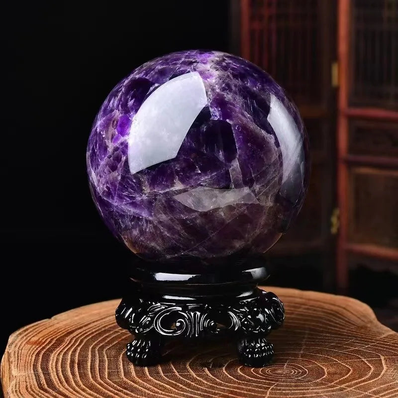 1PC Natural Dream Amethyst Ball Polished Massage Sphere Ball Reiki Healing Room Decor Crystal Crafts Stone Globe Souvenirs