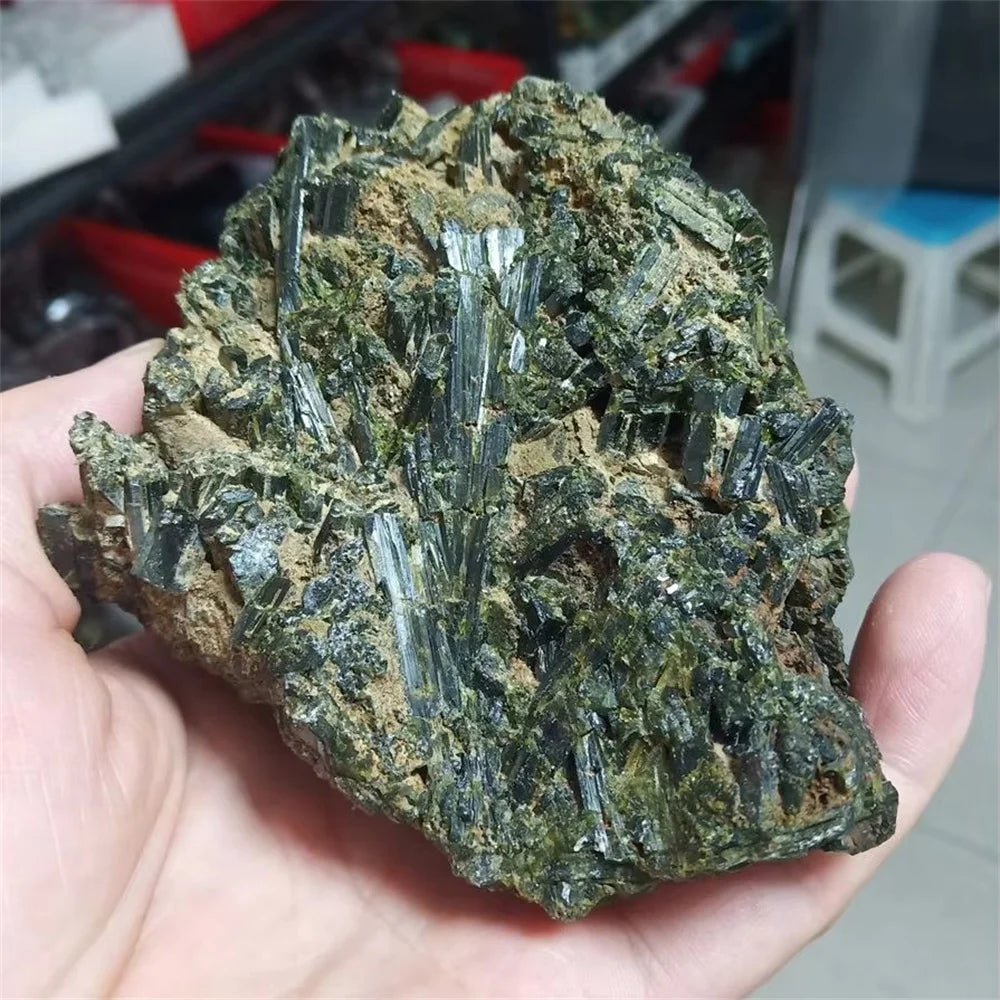 Natural Green Tourmaline Stone Raw Mineral Specimen Gemstones Healing Teaching Room Decor Collect Reiki Crystals And Rock Stones