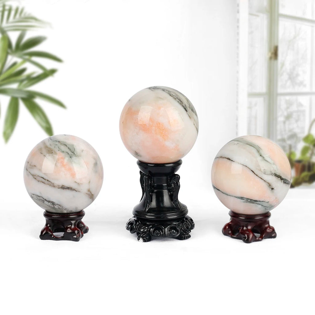 Fanshi Polished Natural Piezolite Sphere Fashion Home Decor Accessory with Style Cracks Perfect Holiday Gift Mascot Model