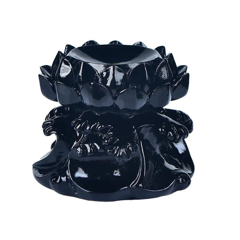 Natural crystal lotus jade resin ball support base display stand