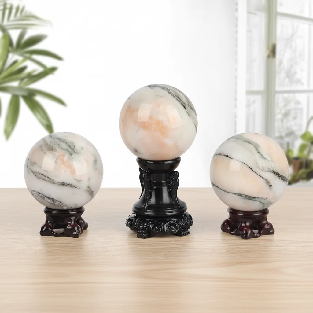 Fanshi Polished Natural Piezolite Sphere Fashion Home Decor Accessory with Style Cracks Perfect Holiday Gift Mascot Model