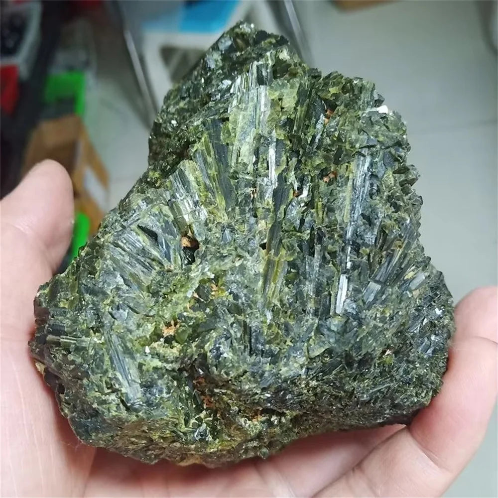 Natural Green Tourmaline Stone Raw Mineral Specimen Gemstones Healing Teaching Room Decor Collect Reiki Crystals And Rock Stones