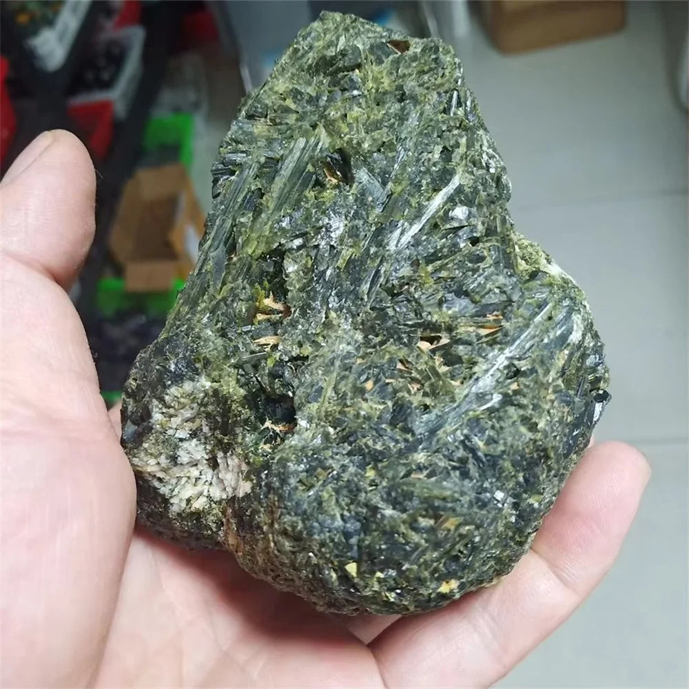 Natural Green Tourmaline Stone Raw Mineral Specimen Gemstones Healing Teaching Room Decor Collect Reiki Crystals And Rock Stones