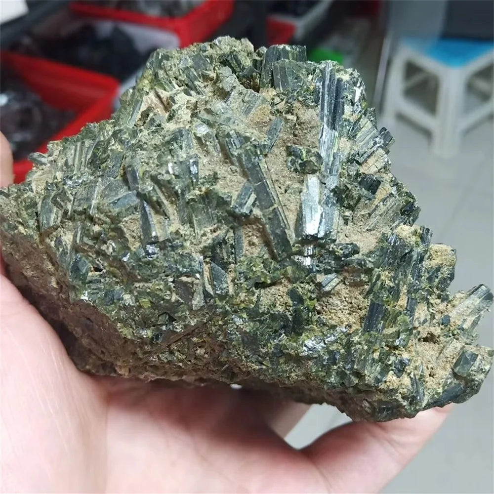 Natural Green Tourmaline Stone Raw Mineral Specimen Gemstones Healing Teaching Room Decor Collect Reiki Crystals And Rock Stones