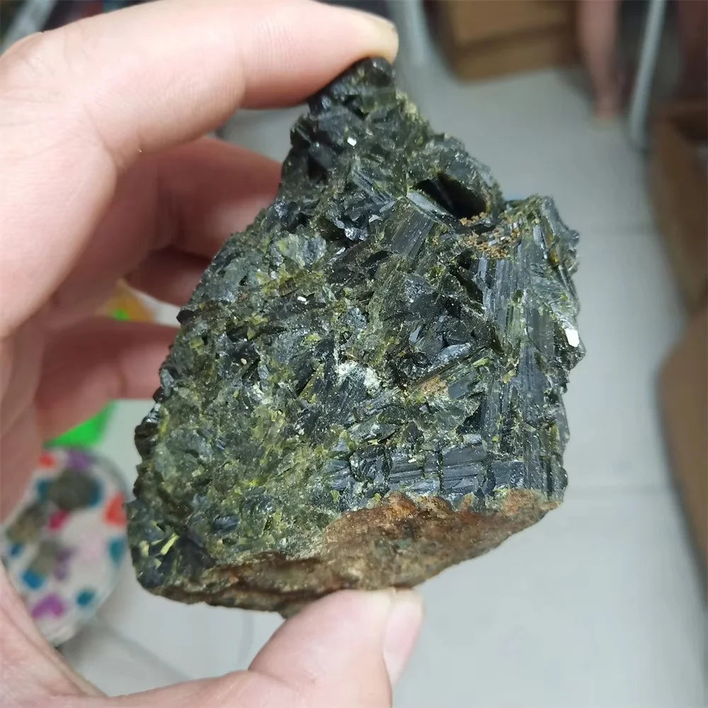 Natural Green Tourmaline Stone Raw Mineral Specimen Gemstones Healing Teaching Room Decor Collect Reiki Crystals And Rock Stones
