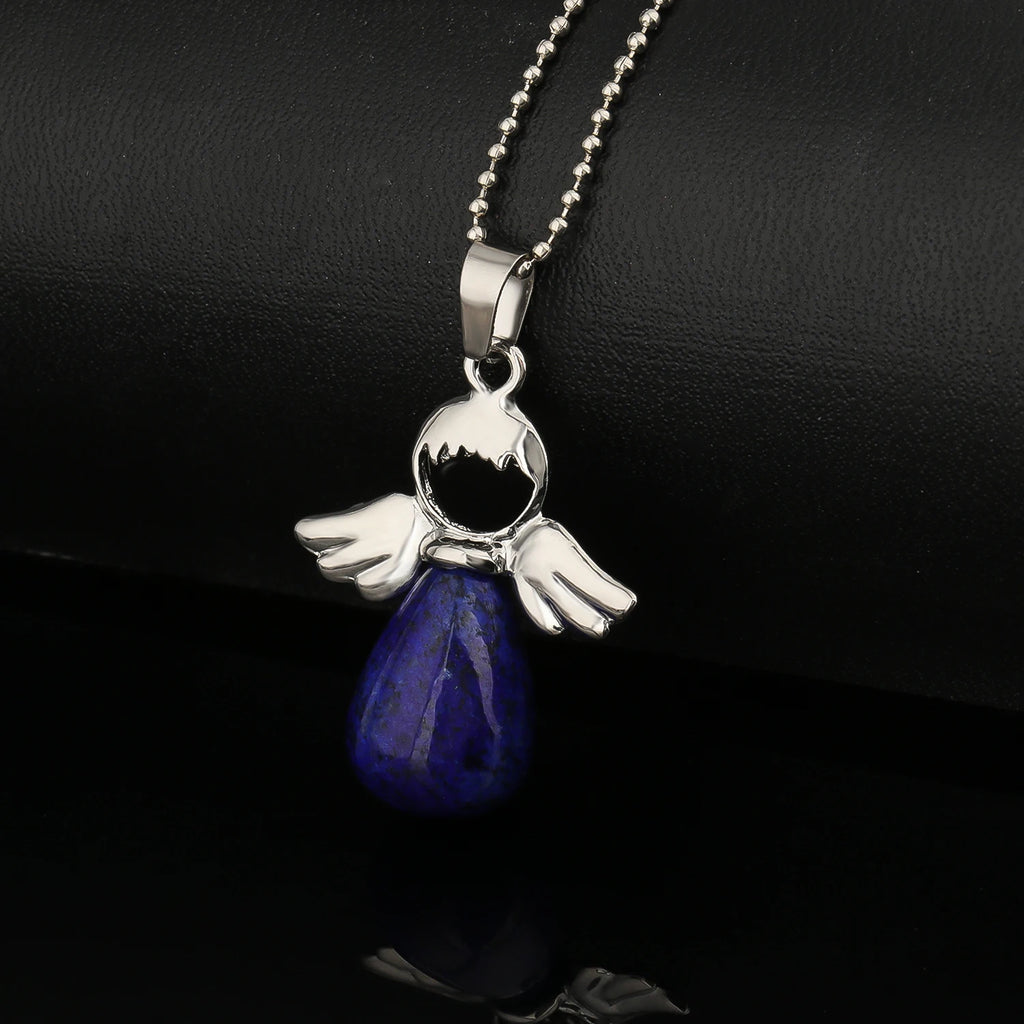 8 Types Lapis Lazuli Natural Stone Pendant Heart Waterdrop Shape Pendant fit for Women Jewelry Necklace