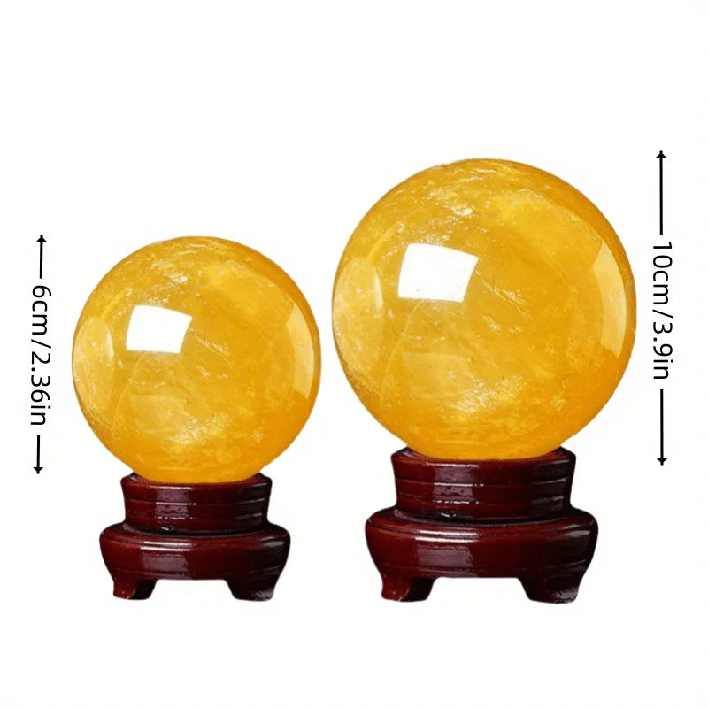 1pc, Natural Yellow Crystal Ball Hand-polished Decorative Ball Ornament Calcite Ice Island Stone Home Office Decoration
