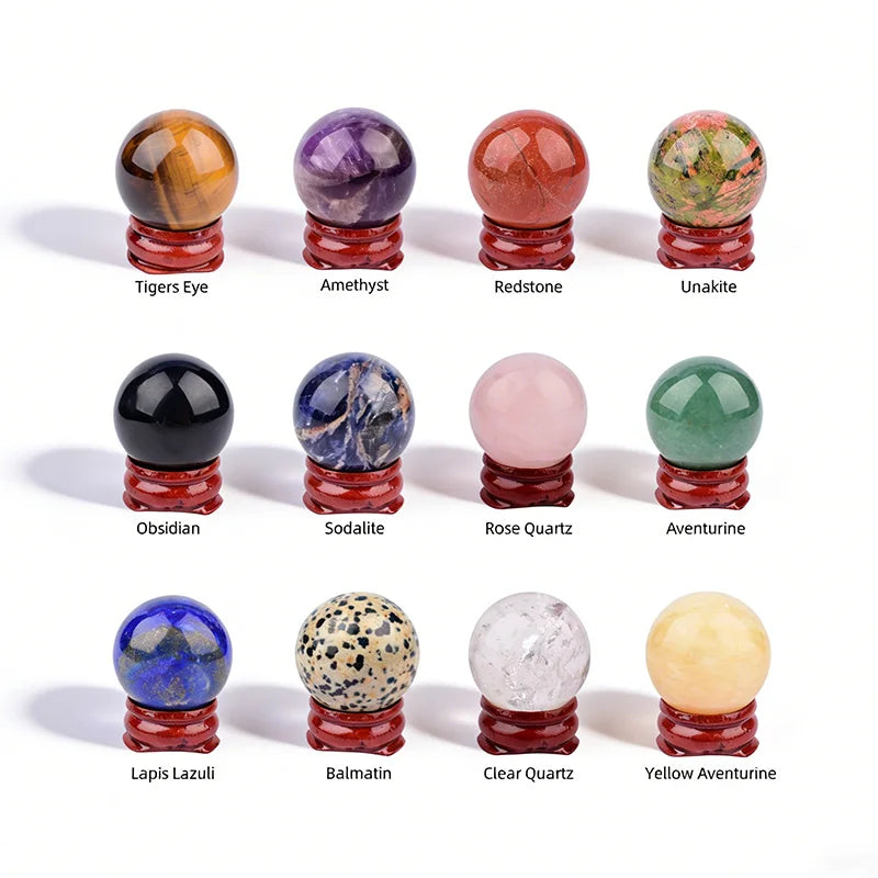 1Pc 2.8-3.3cm Natural Crystal Stone Sphere Hand Polished Mineral Specimen Ball Home Bedroom Decor Ornament Gift