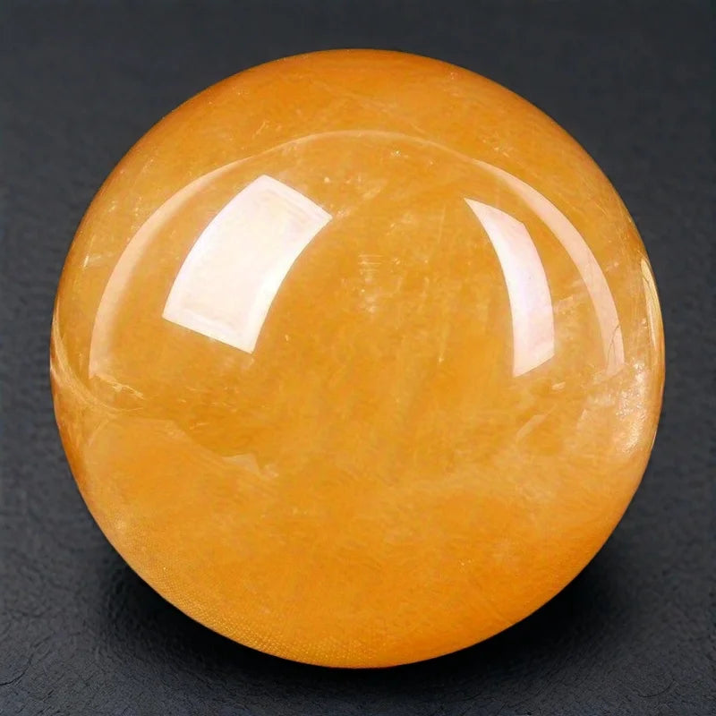 1pc, Natural Yellow Crystal Ball Hand-polished Decorative Ball Ornament Calcite Ice Island Stone Home Office Decoration
