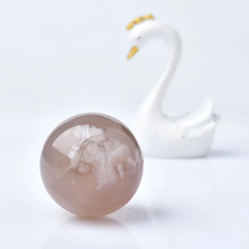 1PC Natural cherry Blossom Agate Ball Polished Globe Massaging Ball Healing Decor Exquisite Gifts Souvenirs Free Stent Delivery