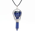 XSM Reiki Healing Natural Lapis Lazuli Crystal Stone Hexagon Tree of Life Moon Wire Wrapped Pendant Pendulum Jewelry