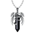 European and American Animal Dragon Man Necklace  Pink Quartz Hexagonal Crystal Pendant Vintage Men Women Pendant Jewelry