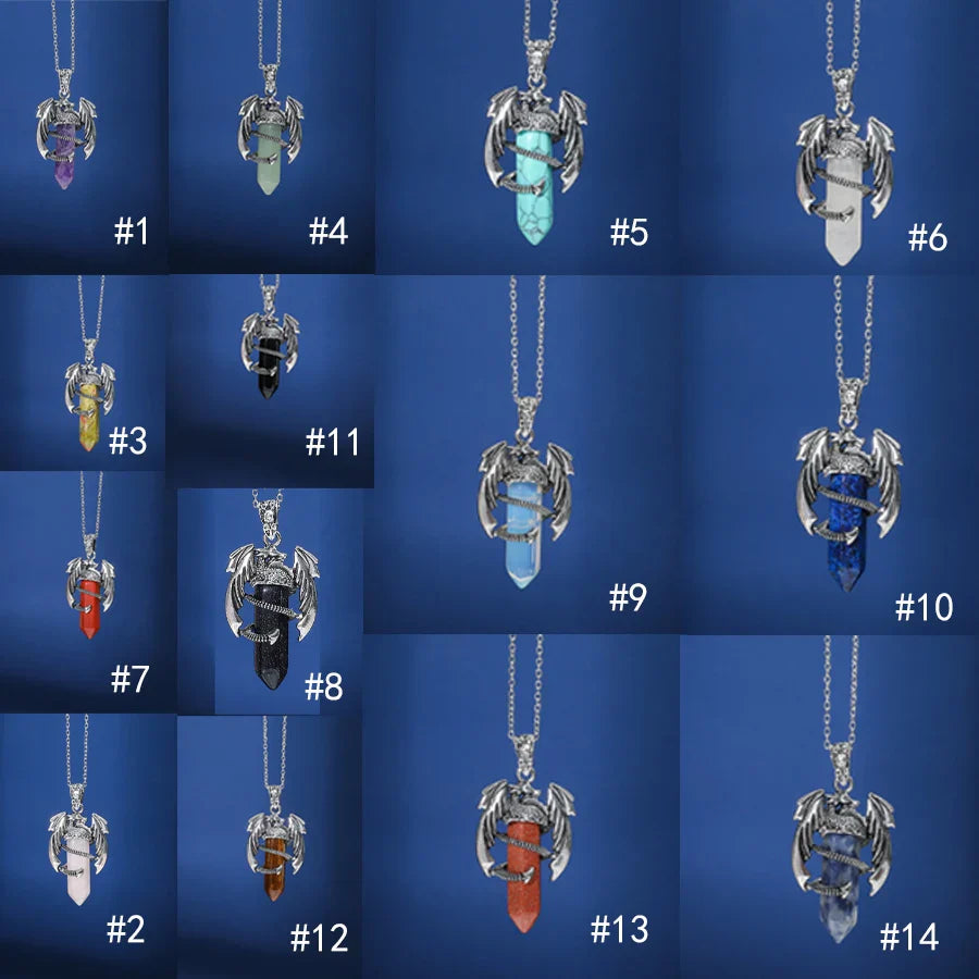 1pcs Stainless Steel Crystal Necklace Pendant Trendy hip-hop Style Cool Flying Hexagonal Dragon Crystal Necklace Jewelry