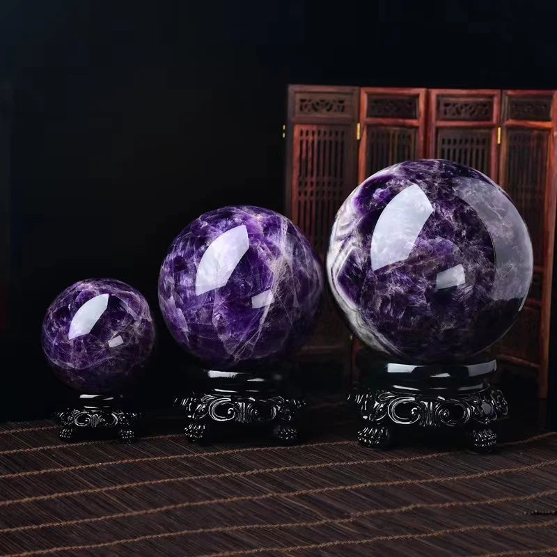 1PC Natural Dream Amethyst Ball Polished Massage Sphere Ball Reiki Healing Room Decor Crystal Crafts Stone Globe Souvenirs