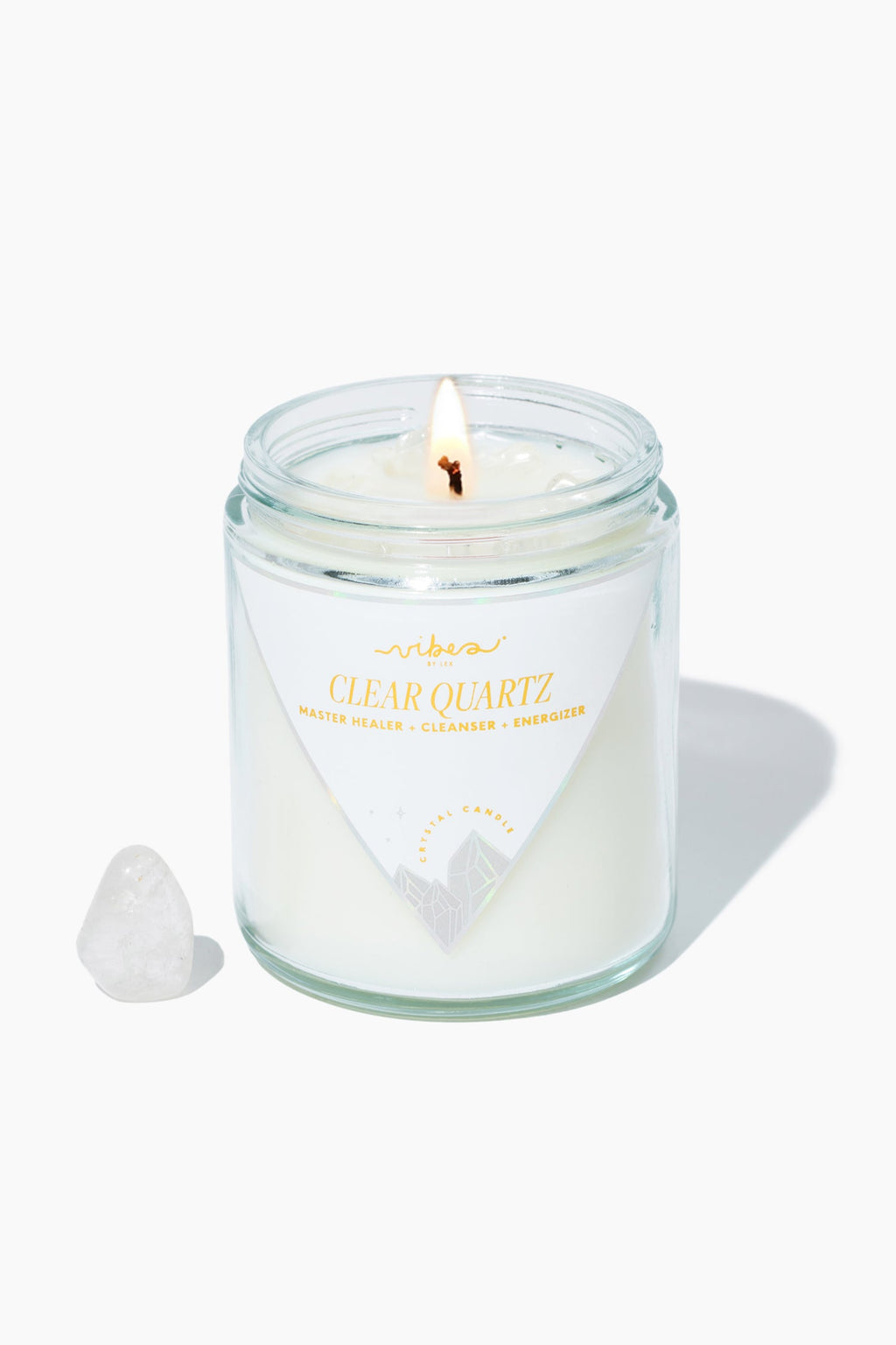 7.5oz Crystal Candle - Clear Quartz - Heal + Cleanse + Energize