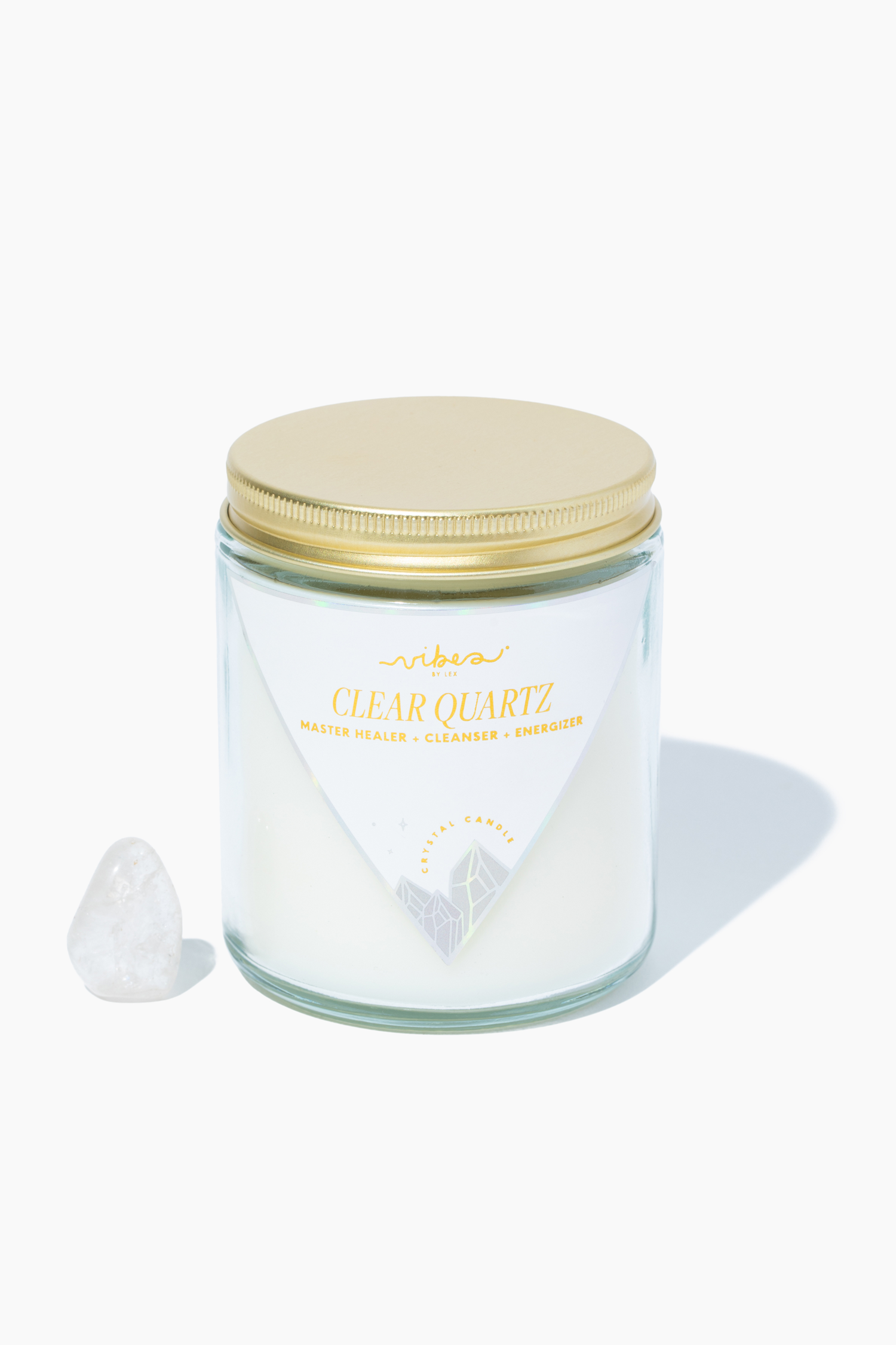 7.5oz Crystal Candle - Clear Quartz - Heal + Cleanse + Energize